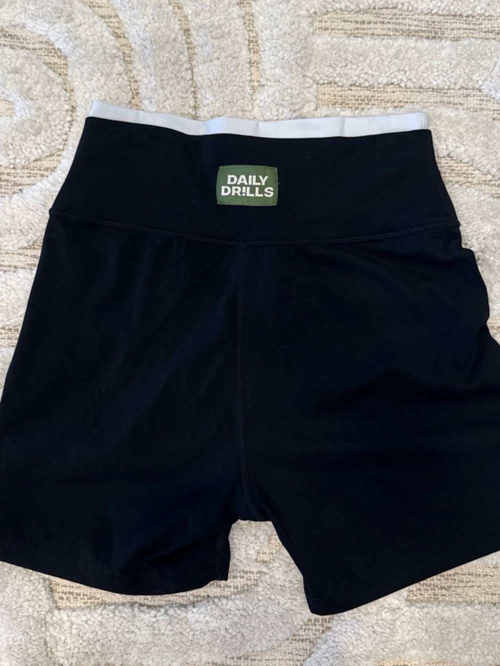 Daily Drills Women's Black and White Waistband Athletic Bike Shorts